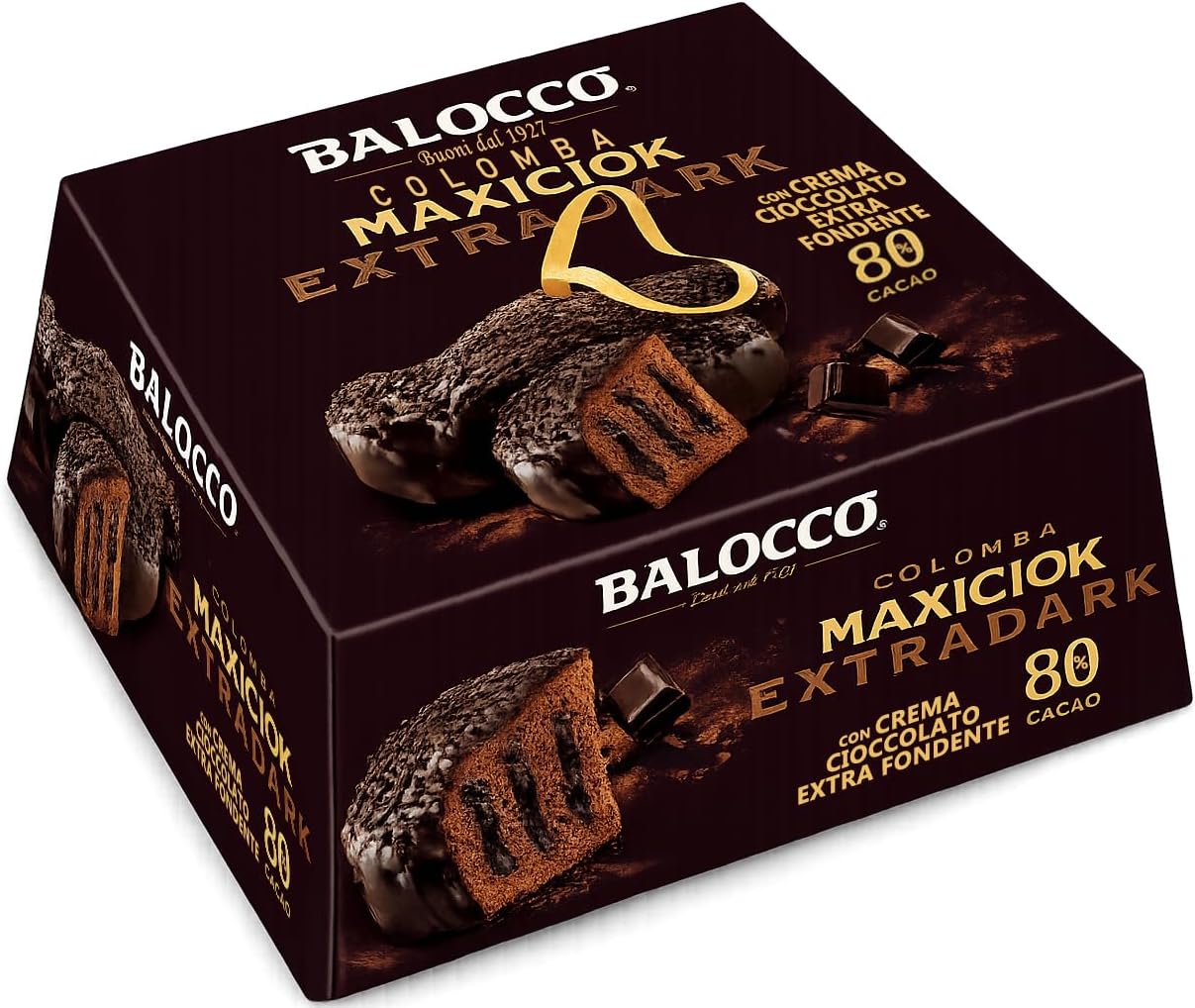 BaIocco Colomba Maxiciok Extradark 750g – Colomba Pasquale al Cacao con Crema al Cioccolato Extra Fondente 80% – Soffice Impasto con Gocce e Copertura Dark – Idea Regalo Pasqua