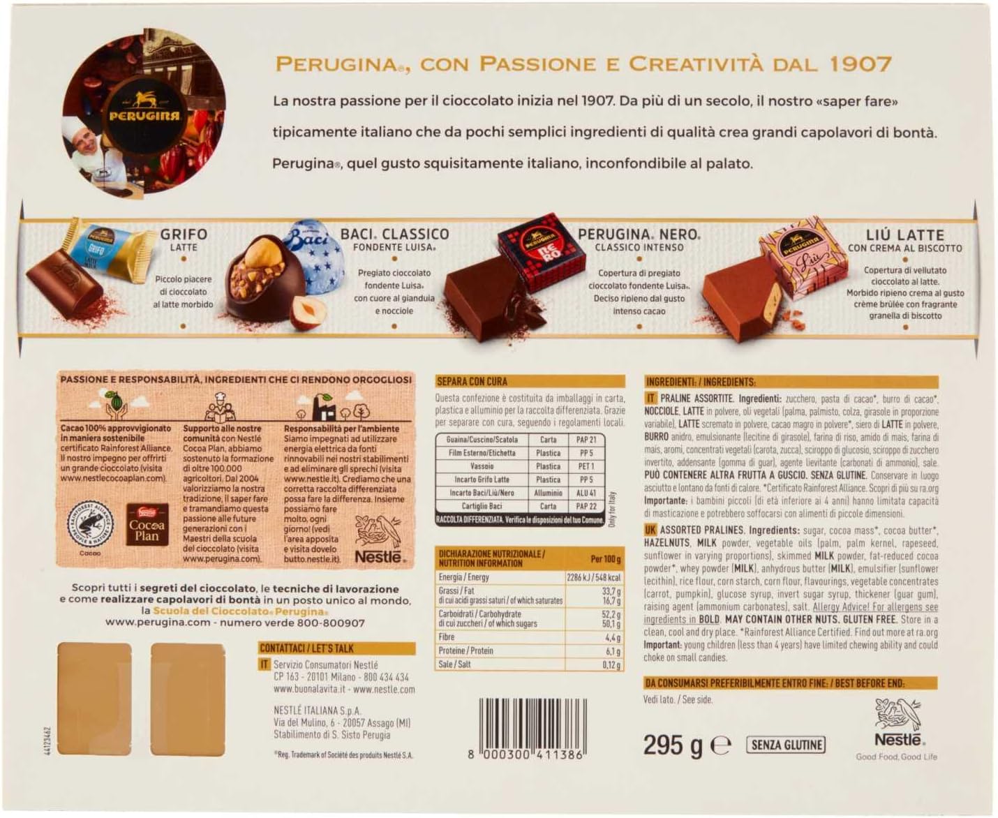 PERUGINA LE SPECIALITÀ Cioccolatini Assortiti Scatola Regalo, 295 g