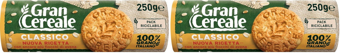 Gran Cereale Biscotti Gran Cereale Classico, Ricchi di Fibra e Fosforo - 250 gr (Confezione da 2)