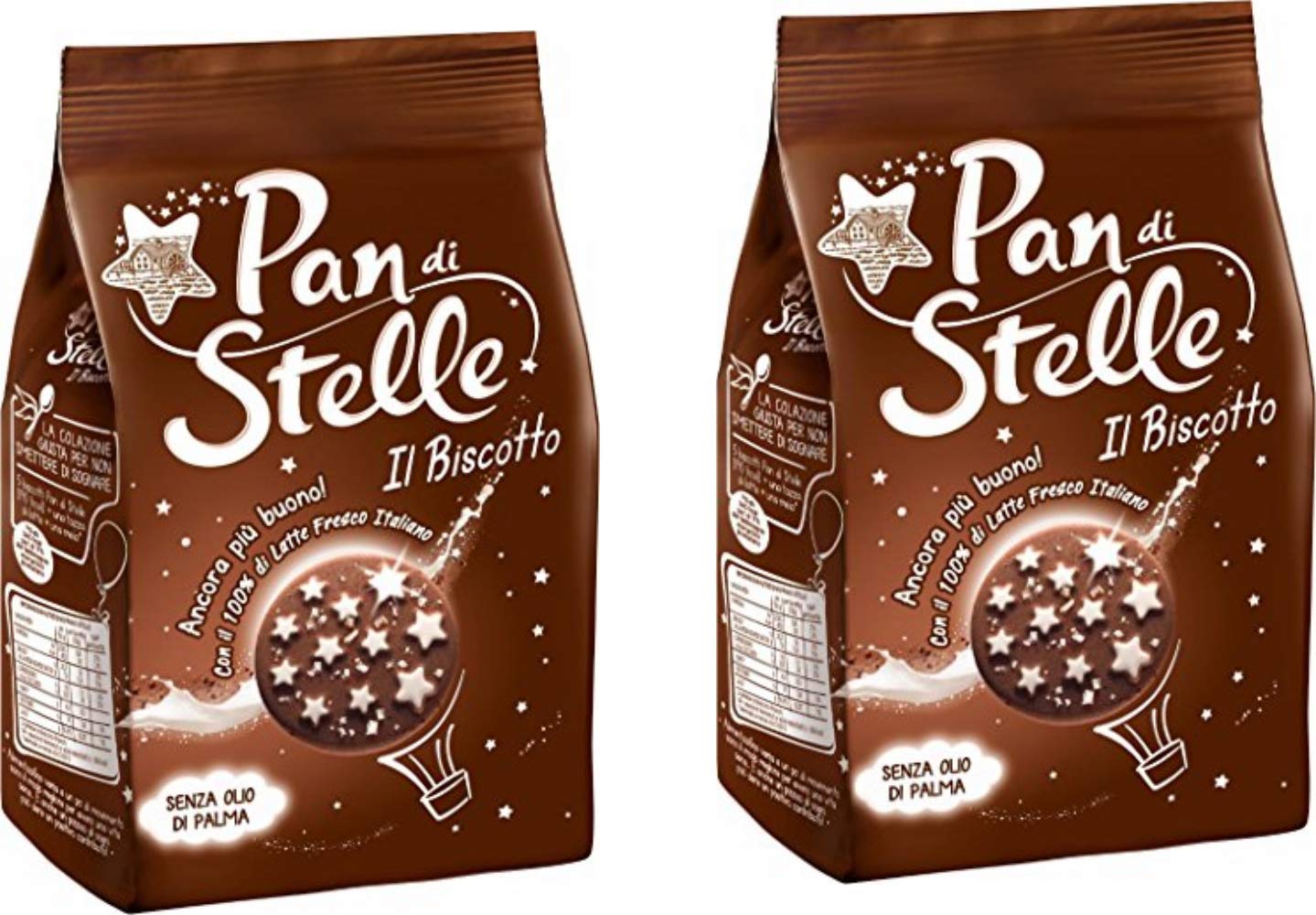 Mulino Bianco Pan di Stelle Biscotto con Cacao, Nocciole e Molte Magiche Stelline di Glassa 350g, Confezione da 2, 700g