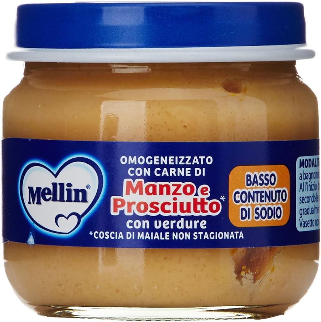 Mellin - Omogeneizzato Manzo/Prosciutto Carne/Verdure, Gr.80 (2 Pezzi)