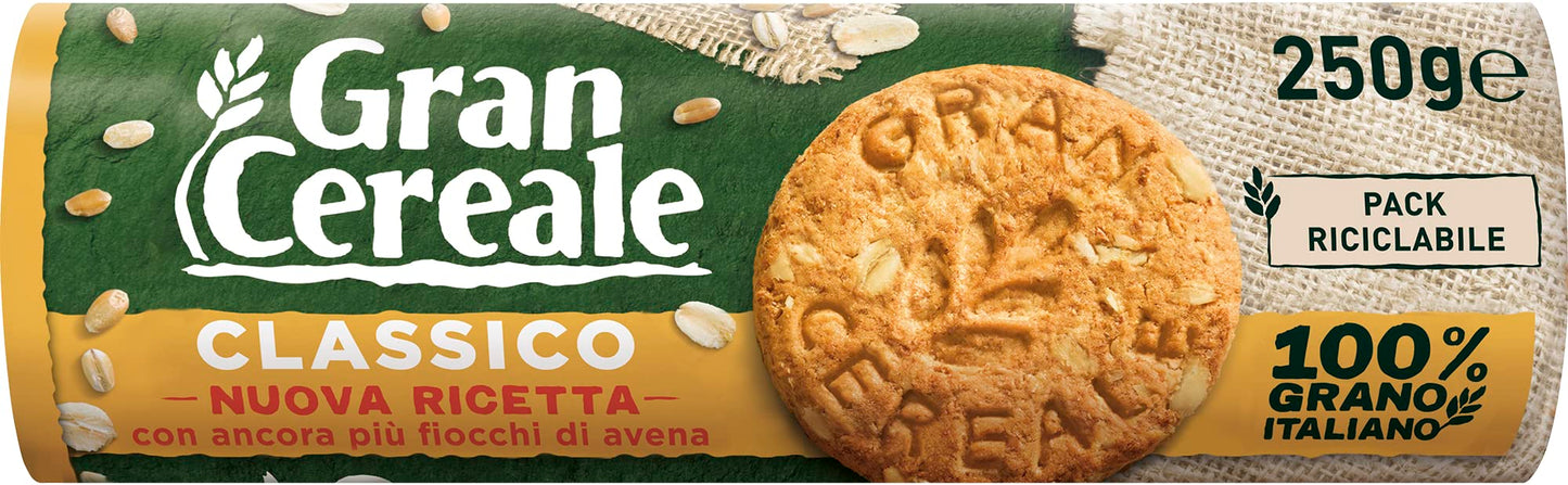 Gran Cereale Biscotti Gran Cereale Classico, Ricchi di Fibra e Fosforo - 250 gr (Confezione da 6)