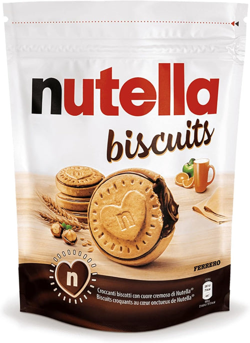 Nutella Biscuits - Croccanti Biscotti con un Cremoso Ripieno di Nutella, con Farina di Frumento e Zucchero di Canna, Ideali come Colazione, Snack e Merenda, Confezione da 304 gr