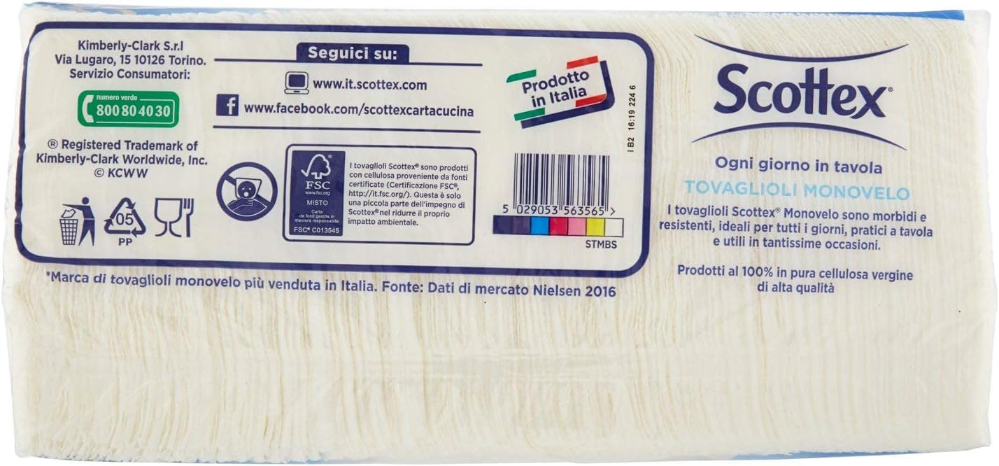 Scottex, Tovaglioli Monovelo, Formato Famiglia - Confezione da 240 pezzi