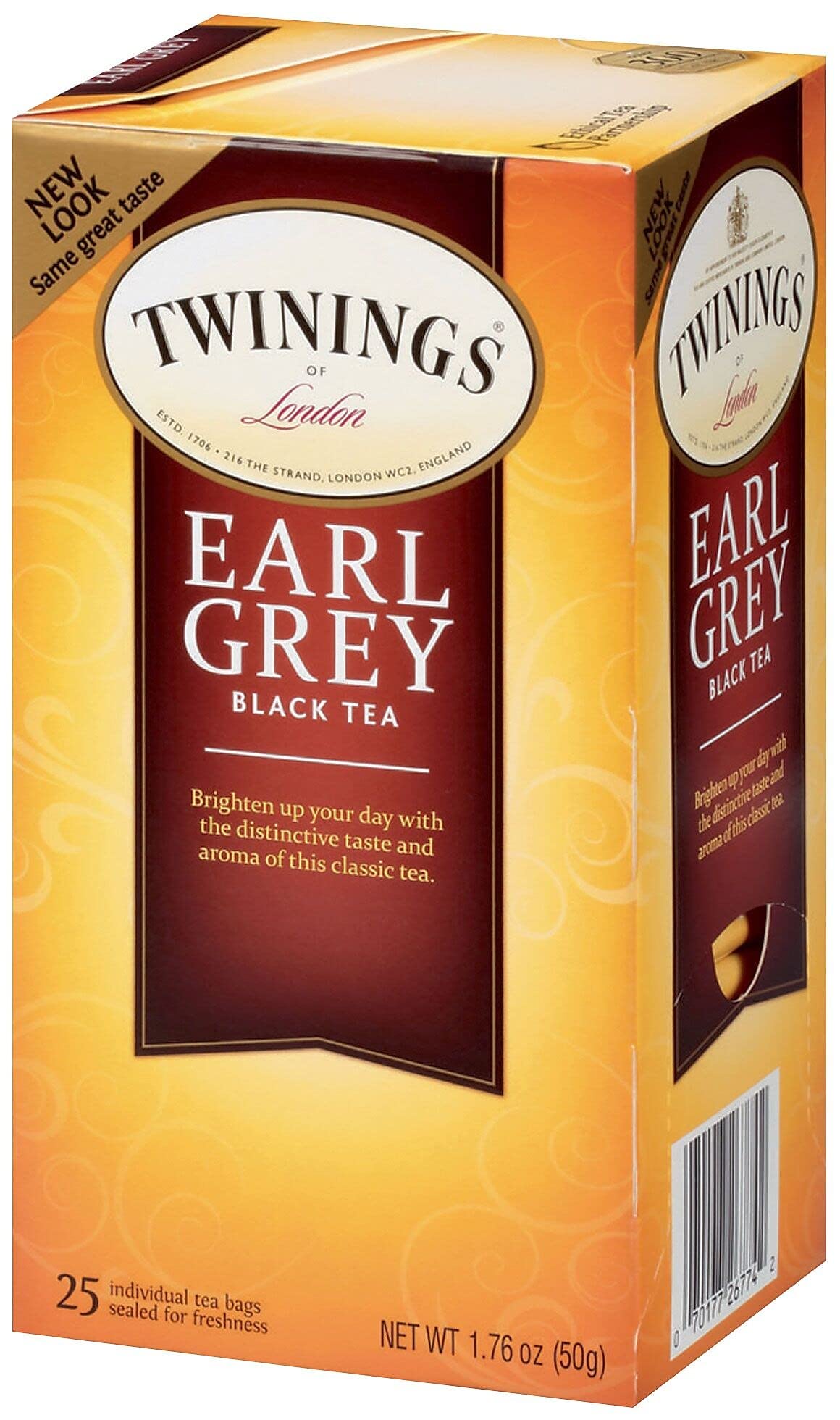 TWININGS Tea Bags, Earl Grey, 1.76 oz, 25/Box