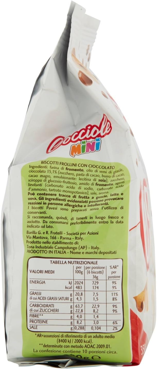 Pavesi Biscotti Frollini Gocciole Mini con Cioccolato, Biscotti da Colazione - 350 g