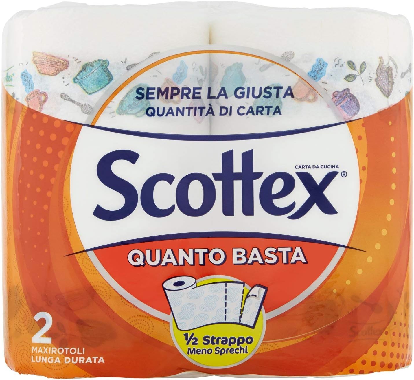 Scottex Quanto Basta Carta Cucina Opzione Mezzo Strappo, Confezione da 2