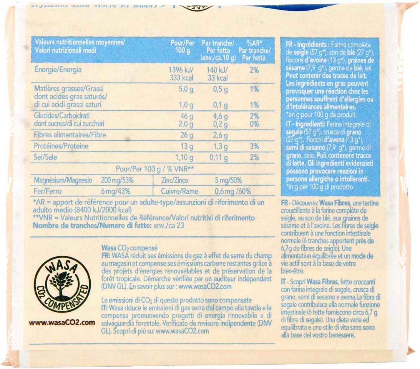 Wasa Fibres, Cracker con 100% Segale Integrale, 230 g, Ricchi di Fibre (Confezione da 3)