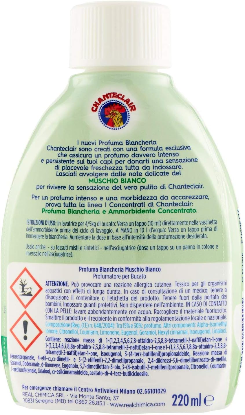 Chanteclair Liquido Profuma Biancheria I Concentrati, Muschio Bianco, 220 ml