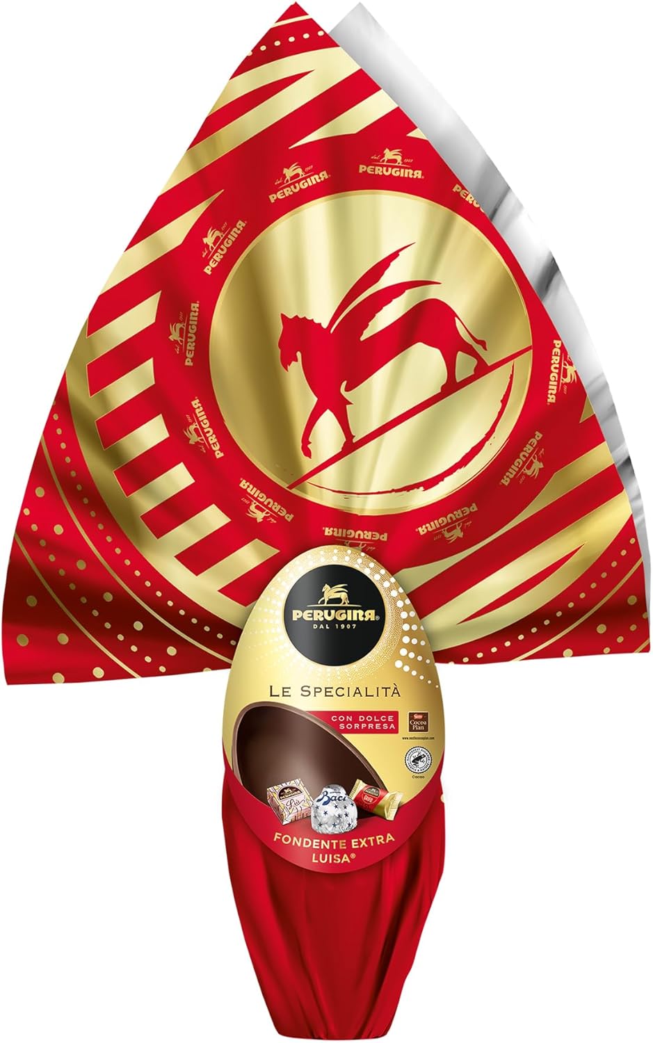 PERUGINA Uovo di Pasqua 2025 Cioccolato Fondente con 3 Cioccolatini 245g