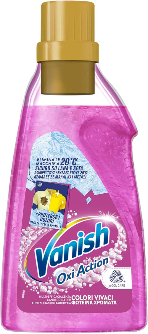 Vanish Oxi Action Multipower Gel Rosa, Additivo Lavatrice Multiazione senza Candeggina, Smacchiatore per Capi Colorati, 1 Confezione da 750 ml di Smacchiatore per Bucato