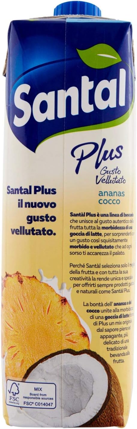 Santàl Plus, Succo di Ananas e Cocco, con Una Goccia di Latte, 1L