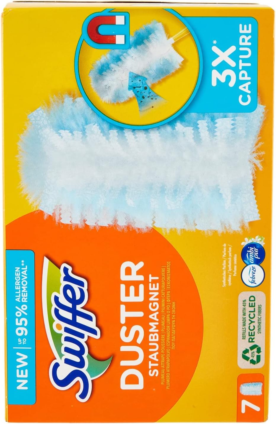 Swiffer Duster Piumini Catturapolvere, 7 Piumini, Profumo Freschezza di Ambi Pur, Cattura e Intrappola Polvere e Sporco, Raggiunge i Punti Più Difficili della Casa