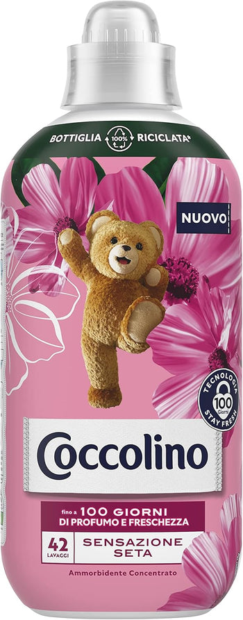 Coccolino Ammorbidente Concentrato Sensazione Seta, Ammorbidente Lavatrice con Tecnologia Stay Fresh, Profumazione alla Rosa, Fiori di Lillà e Pesca, Formato Fino a 42 Lavaggi, 980 ml