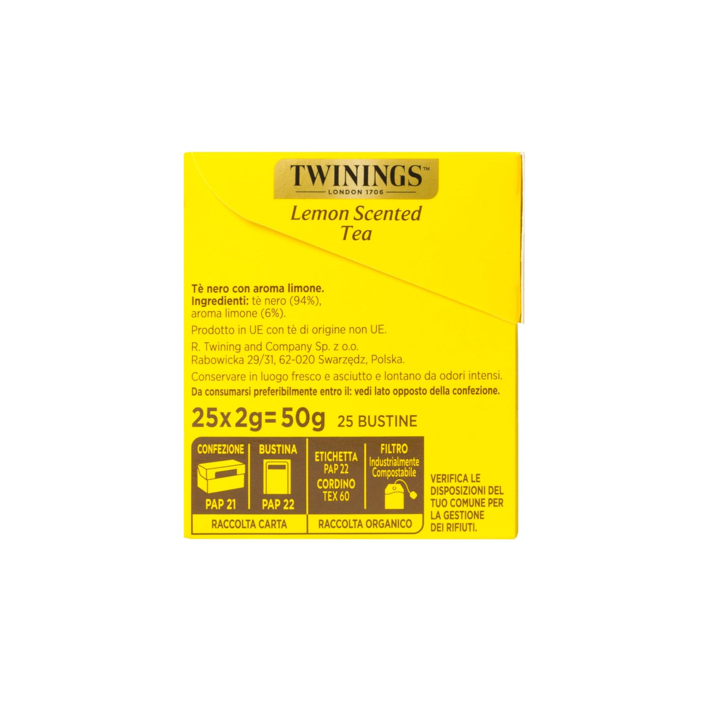 Twinings, Lemon Scented Tea, Tè Nero al Limone, 12 x 25 Filtri (312 Tot.)