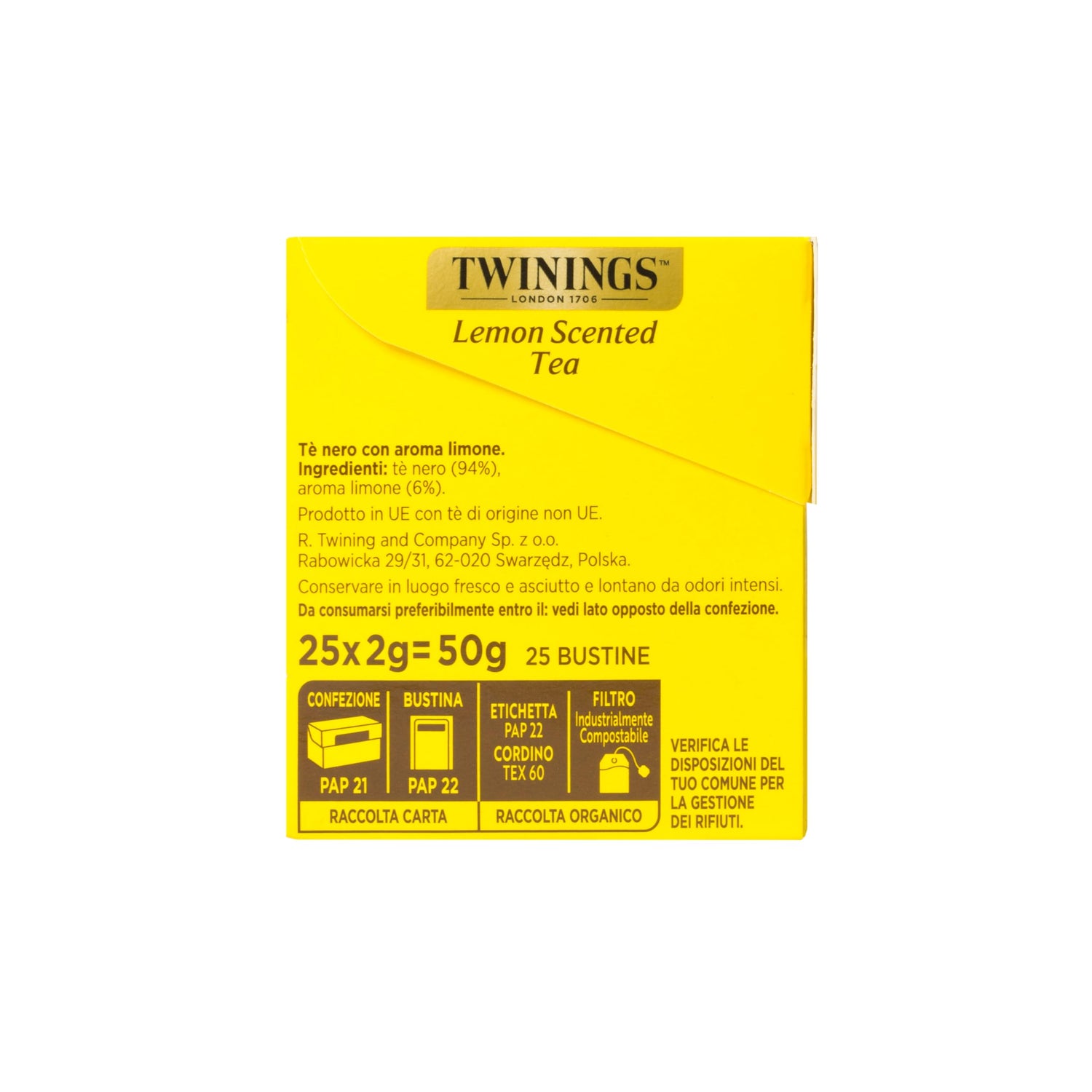 Twinings, Lemon Scented Tea, Tè Nero al Limone, 12 x 25 Filtri (312 Tot.)