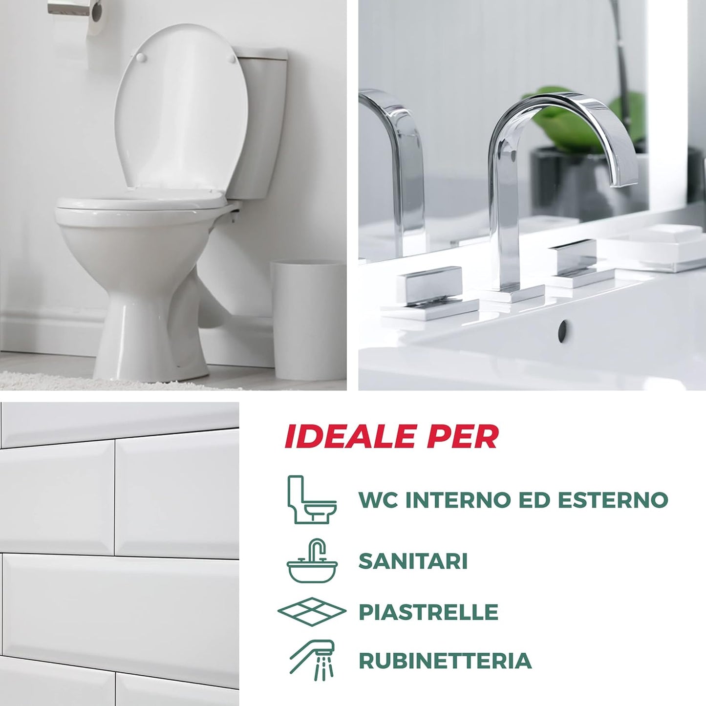 Wc Net - Bagno e Wc con Candeggina, Detergente Spray per Sanitari e Superfici, Azione Igienizzante e Sbiancante, 600 ml