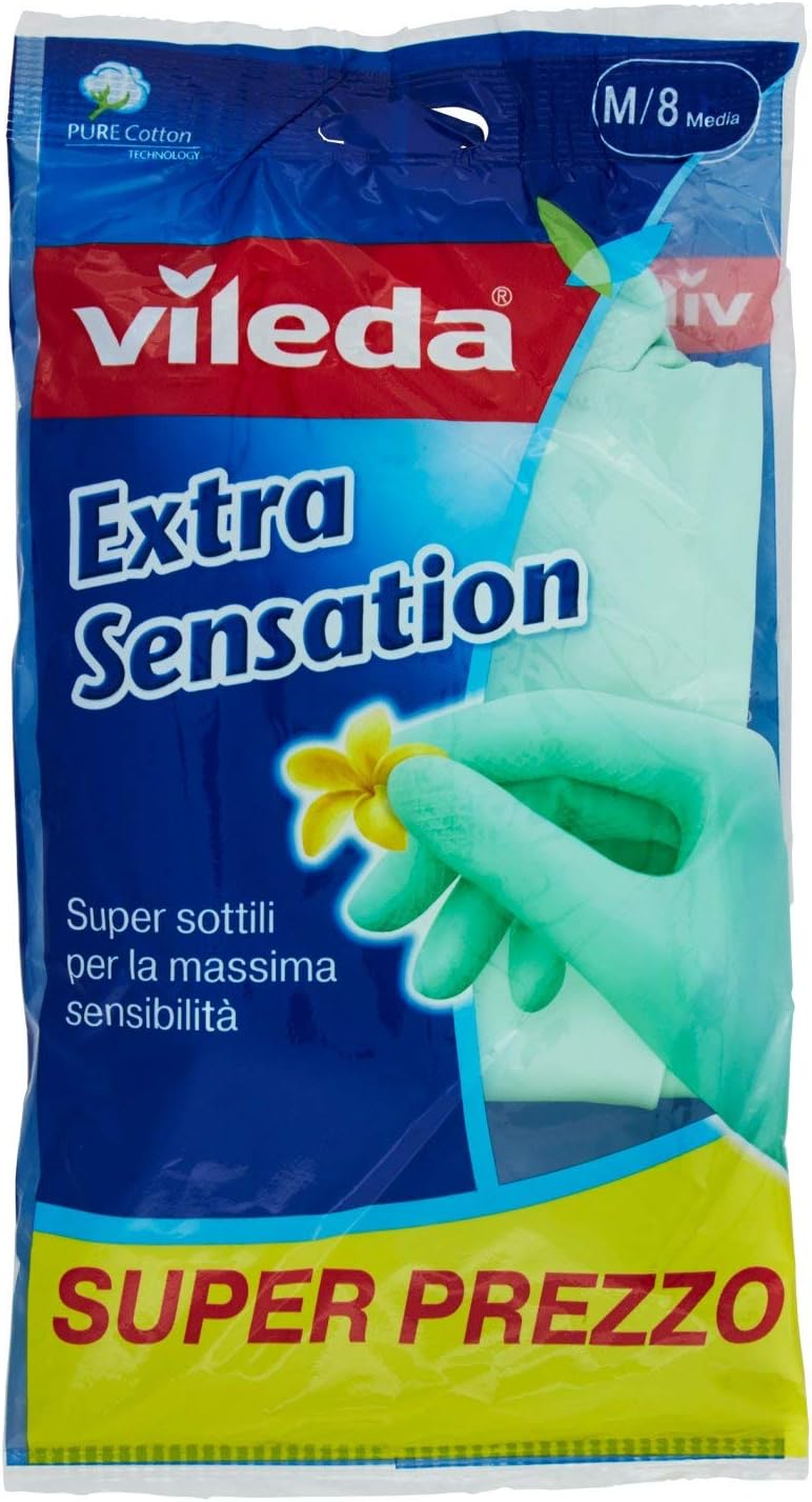 Vileda Extra Sensation Guanti Multiuso, Taglia M [Confezione da 12]