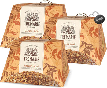 3X Tre Marie Caramel Dore Dorè Panettone Senza Uvetta e Canditi, con Pere Williams e Ricoperto di Cioccolato Bianco e Caramello 900g (2024)