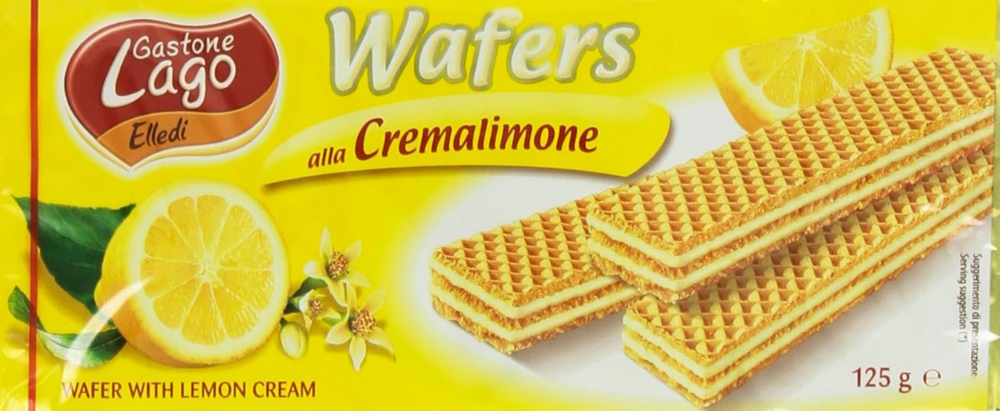 Lago 1968, Pacco Doppio Limone 2x125g, Wafer con una Vellutata Crema Limone 70% con 3 Strati Friabili di Wafer