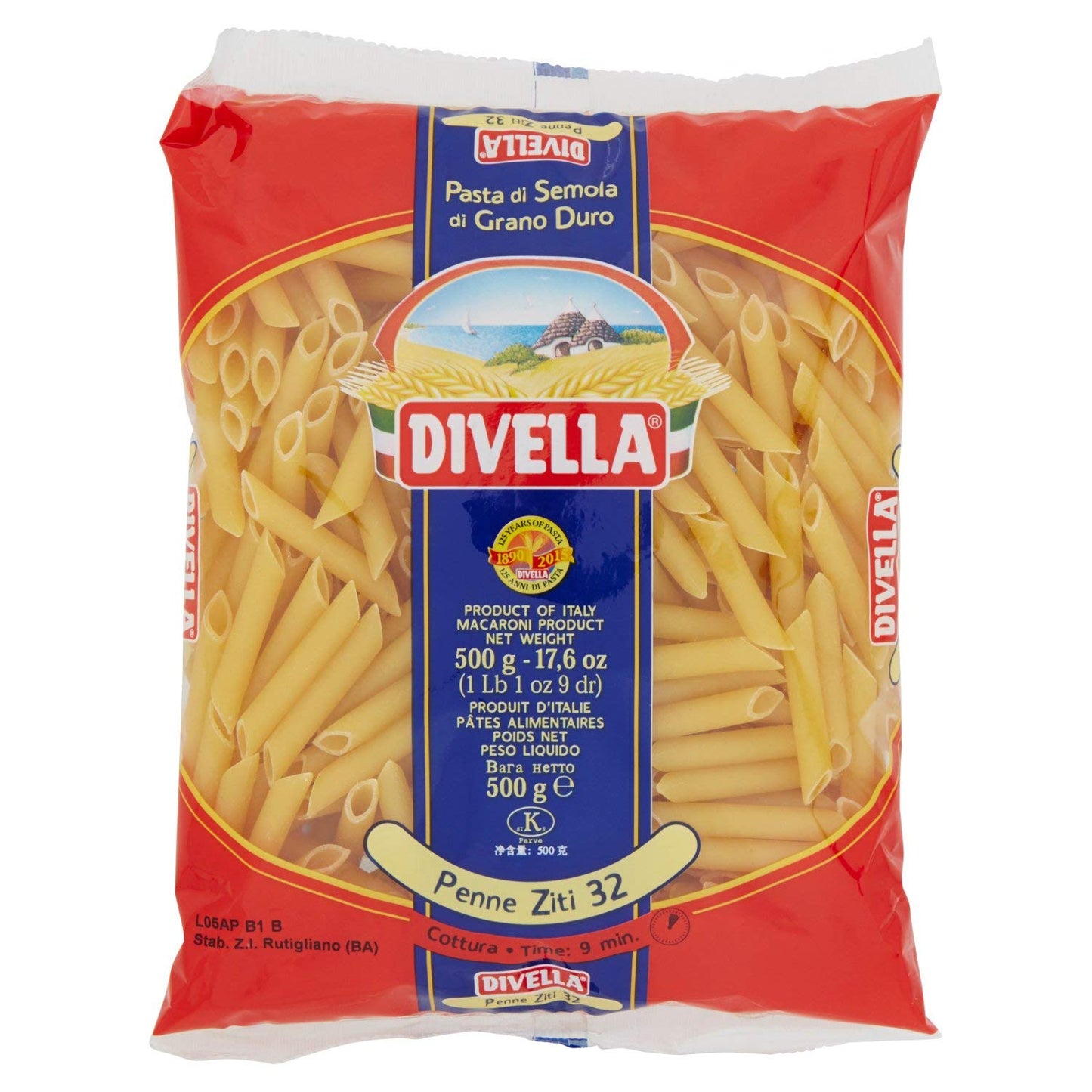 Divella - Penne Ziti 32, Pasta di Semola Di Grano Duro, 500 g