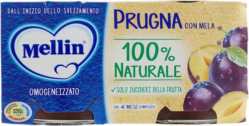 Mellin Omogeneizzato Prugna con Mela, 2 x 100g