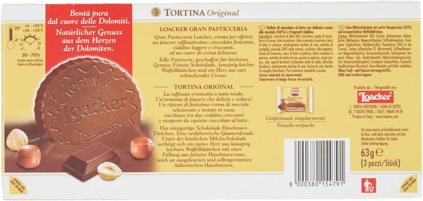 Loacker Gran Pasticceria Tortina Original 3 Pezzi - 63 gr