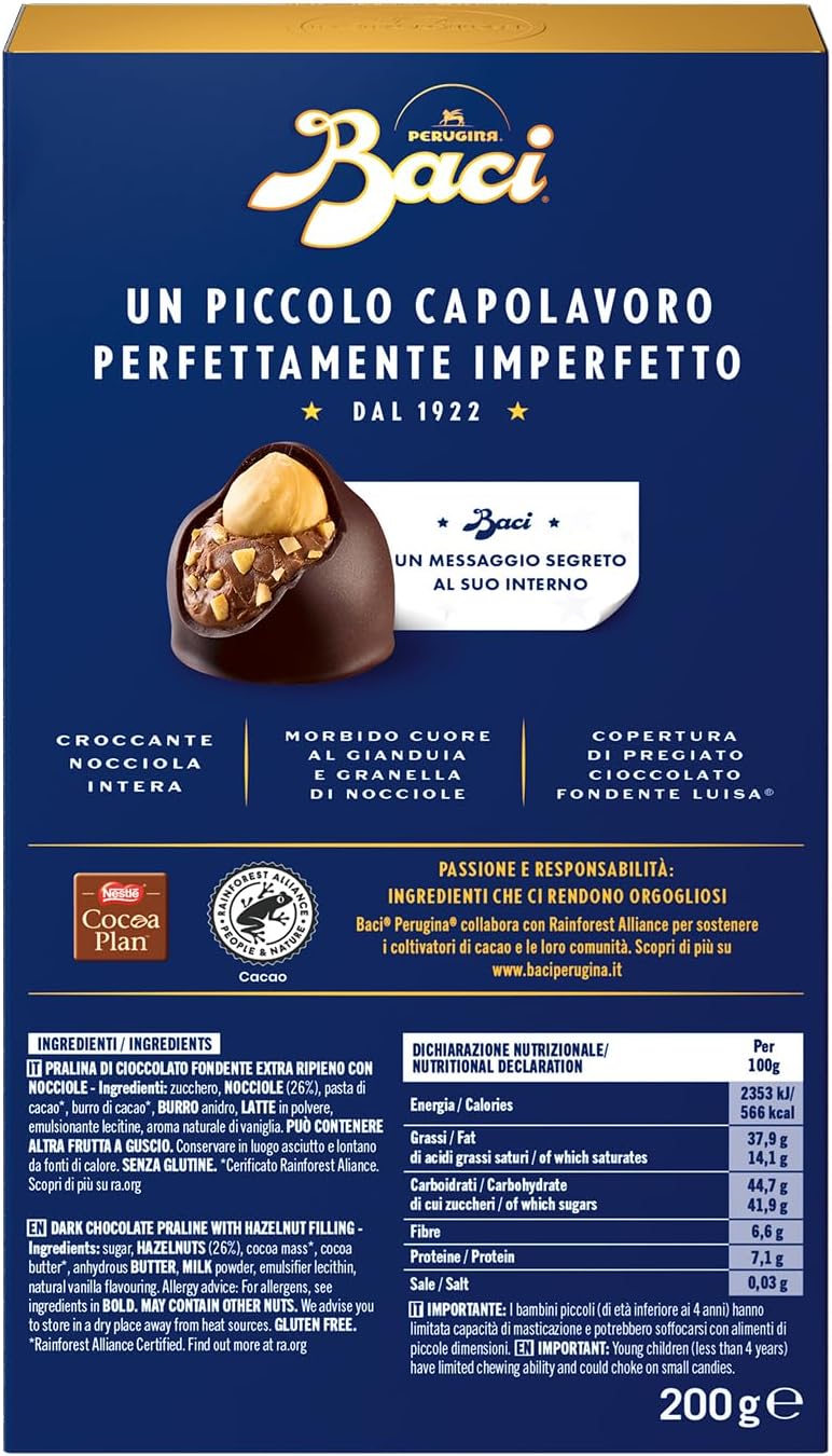 Baci Perugina Cioccolatini Fondenti ripieni al Gianduia, 200g