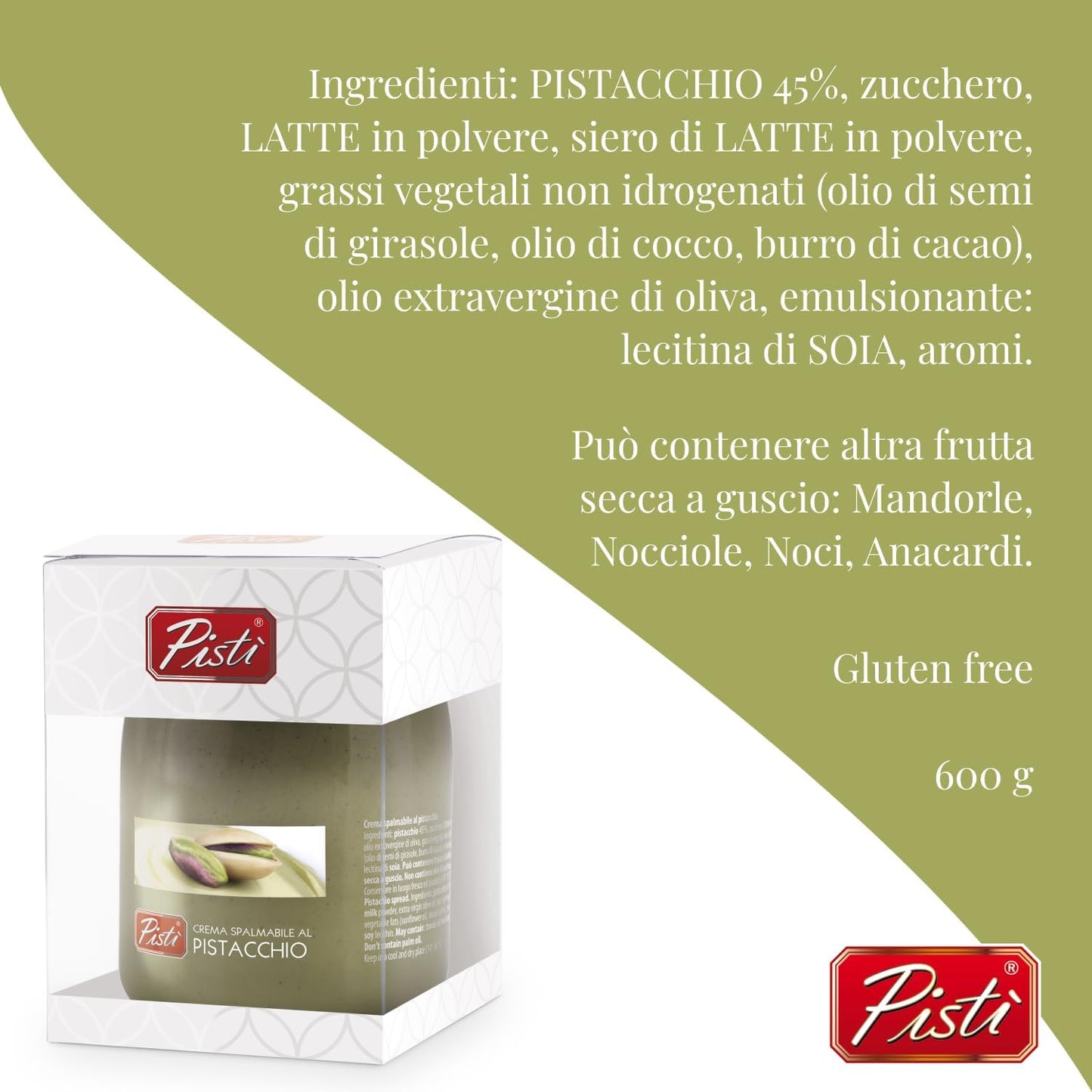 Pistì - Crema Spalmabile al Pistacchio - Con Pistacchi Verdi Selezionati - 600 grammi