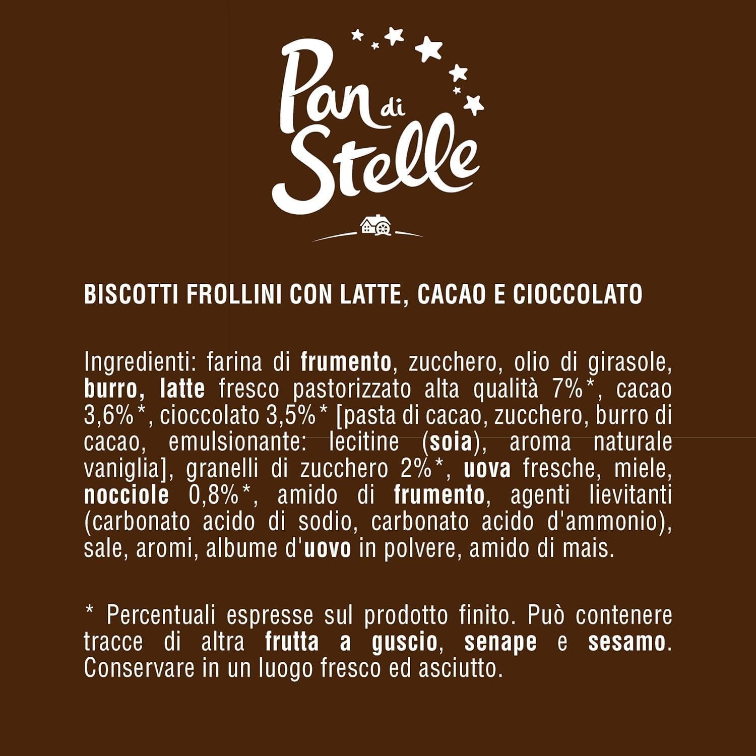 12X Pan di Stelle Biscotti Frollini con Cacao, Cioccolato e Latte Fresco Italiano, Colazione Ricca di Gusto, 700 g