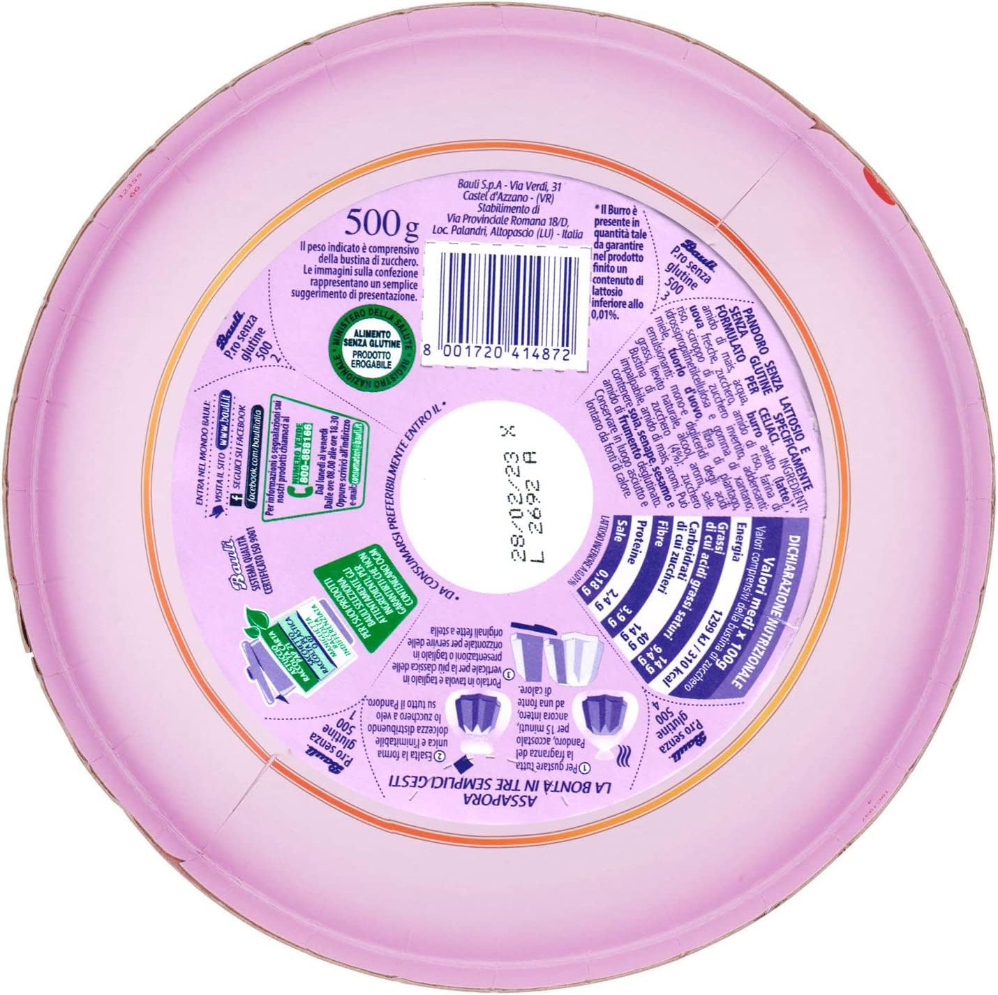 2X Bauli il Pandoro di Verona Classico Senza Glutine e Senza Lattosio (Lactose & Gluten Free) 500g [2 Pandori]