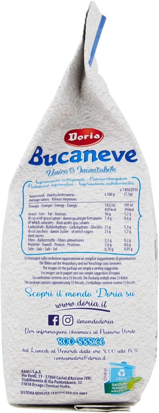 Doria Biscotti Ideali per la tua Colazione o Spuntino, 400g, Confezione da 1