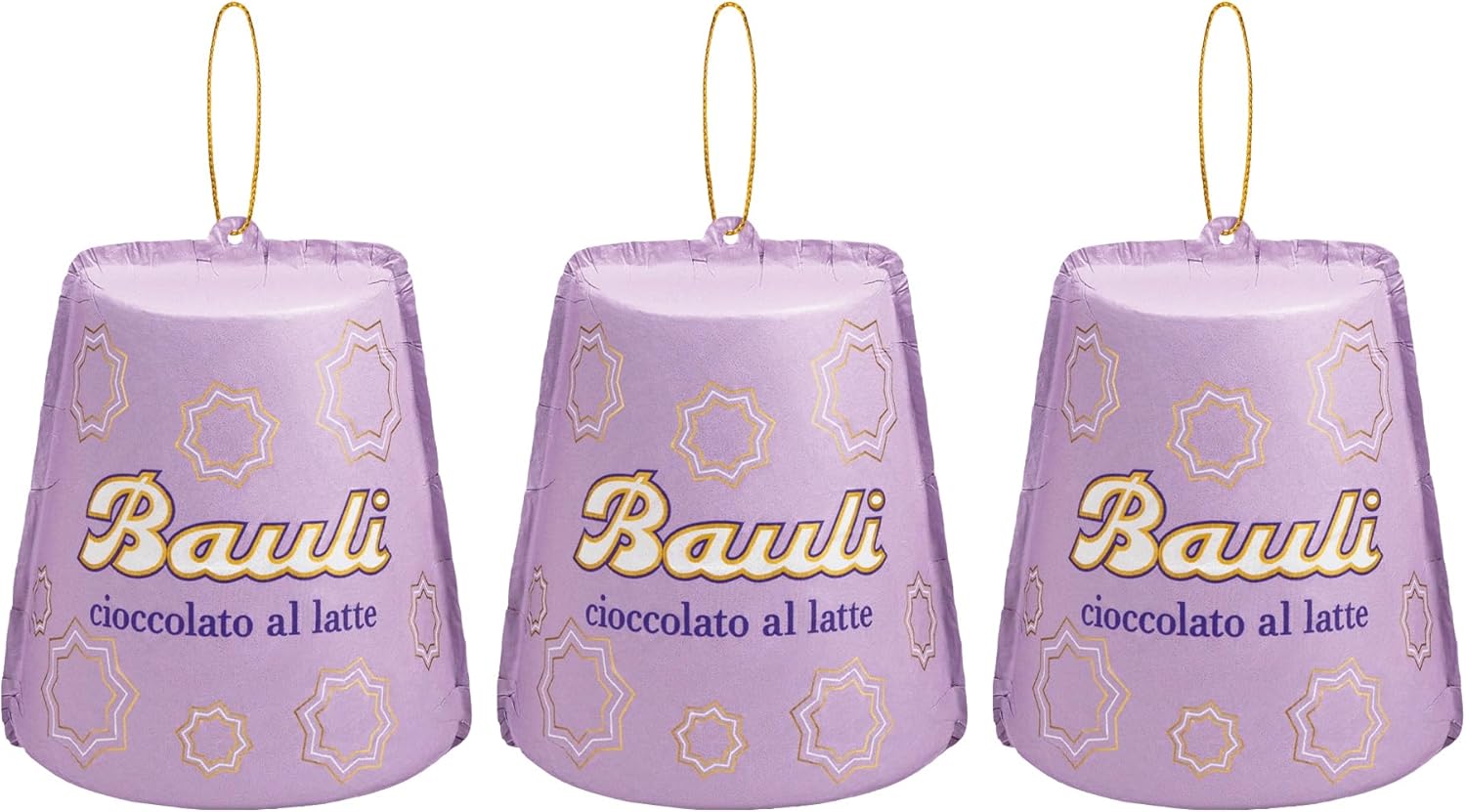 3X Icona del Natale con Forma di Mini Pandoro al Cioccolato al Latte con Laccio, confezione per bauli 60g