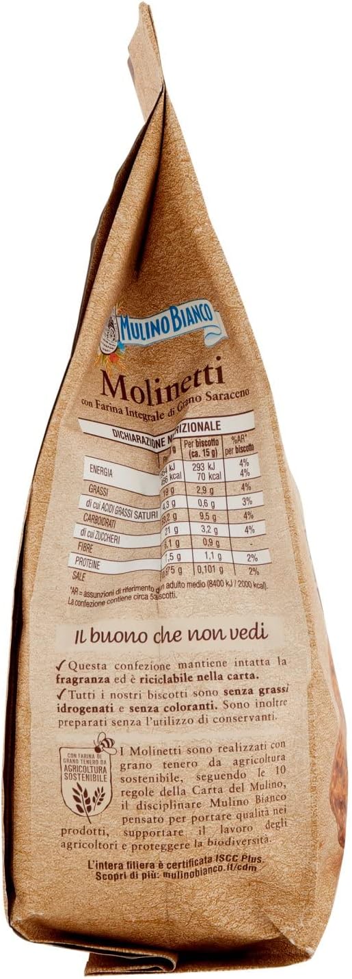 Mulino Bianco Biscotti Frollini Molinetti con Farina Integrale di Grano Saraceno, Colazione Ricca di Gusto, 800 g