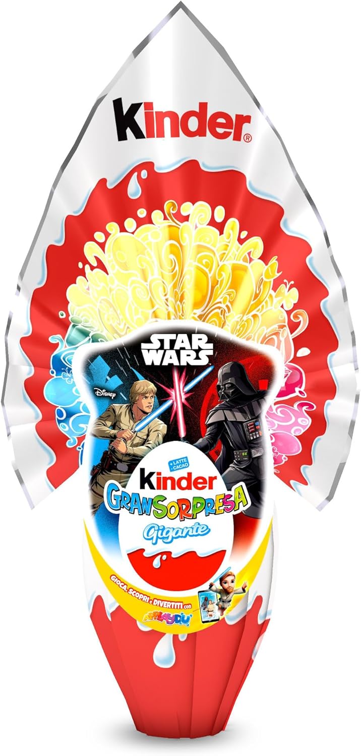 Kinder GranSorpresa Gigante Star Wars - Uovo di Pasqua Kinder 2025 di Finissimo Cioccolato al Latte con Sorpresa Star Wars, Idea Regalo Pasqua, 320 Grammi