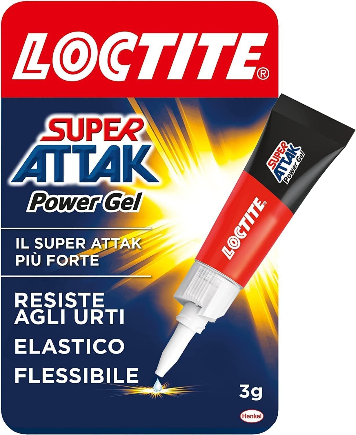 Loctite Super Attak Power Flex, Colla liquida trasparente e istantanea per materiali flessibili, Super colla resistente in formula gel, Colla per scarpe, pelle, gomma e cuoio, 1x3g