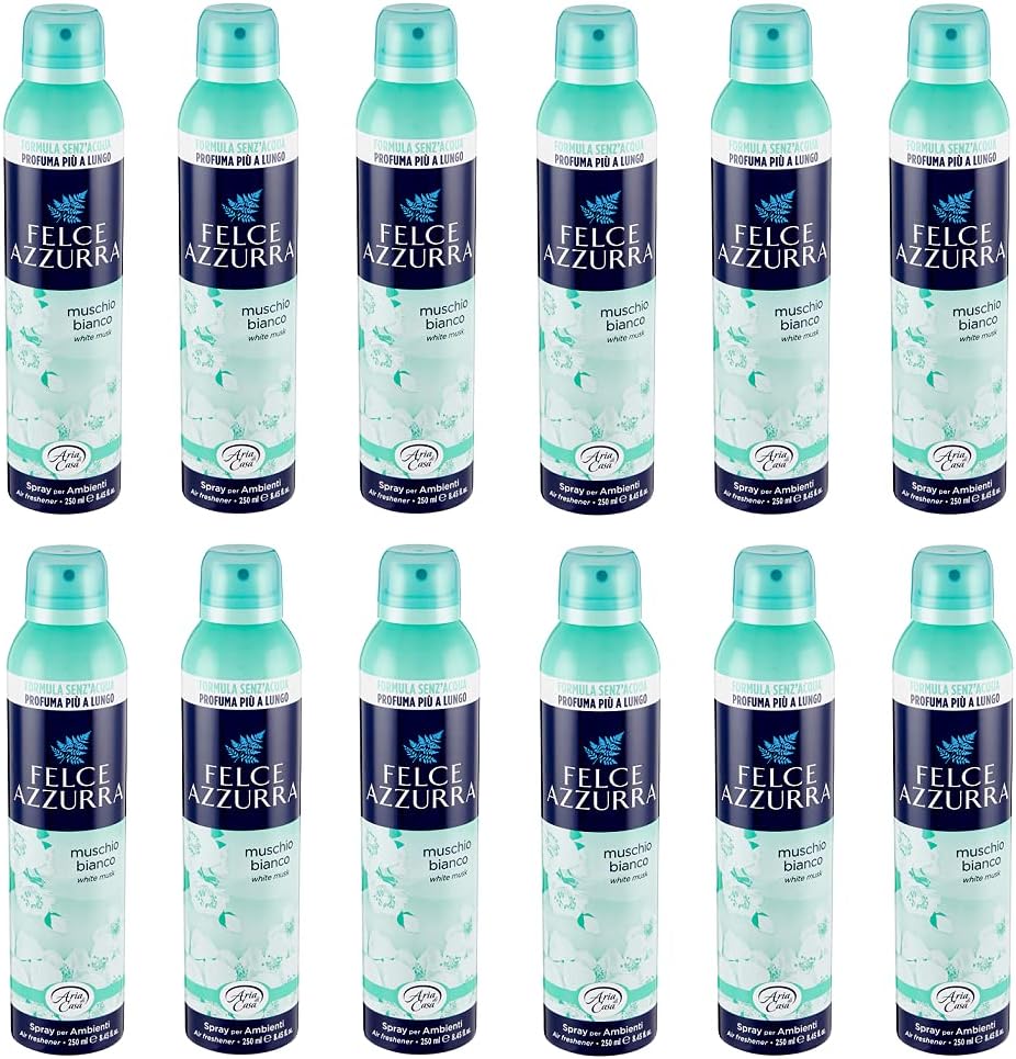 Felce Azzurra 12x Spray per Ambienti Muschio Bianco Stanza Spray Muschio Bianco 250ml