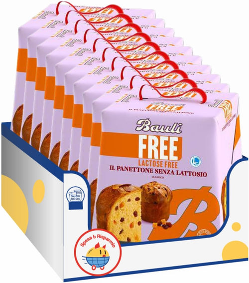 Bauli Panettone Originale – Senza Lattosio – 700g – Dolce di Natale Tradizionale per Intolleranti – Soffice e Profumato (10 pezzi)