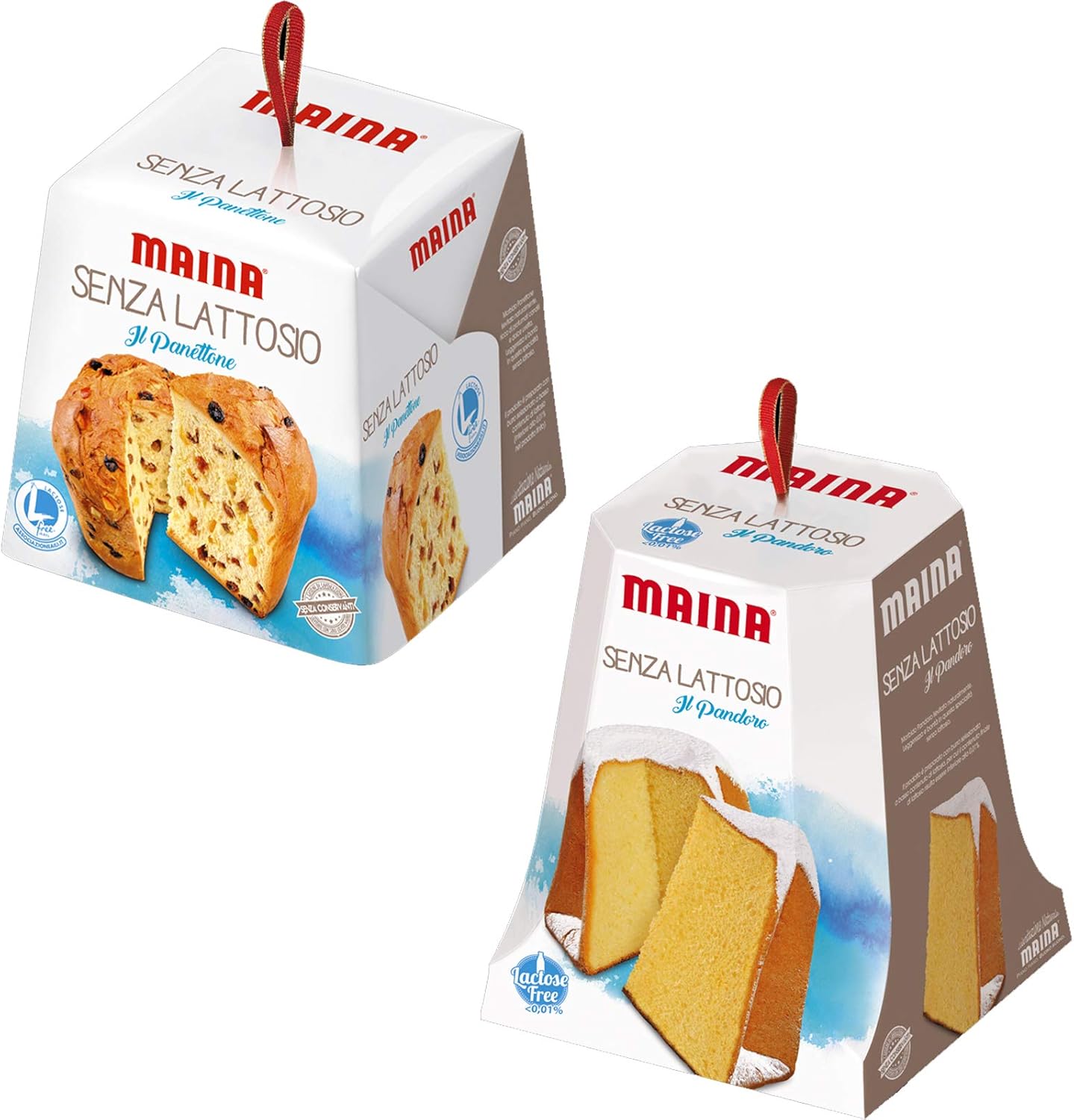 SET PANDORO + PANETTONE MAINA CLASSICO SENZA LATTOSIO 750 GR NATALE LACTOSE FREE