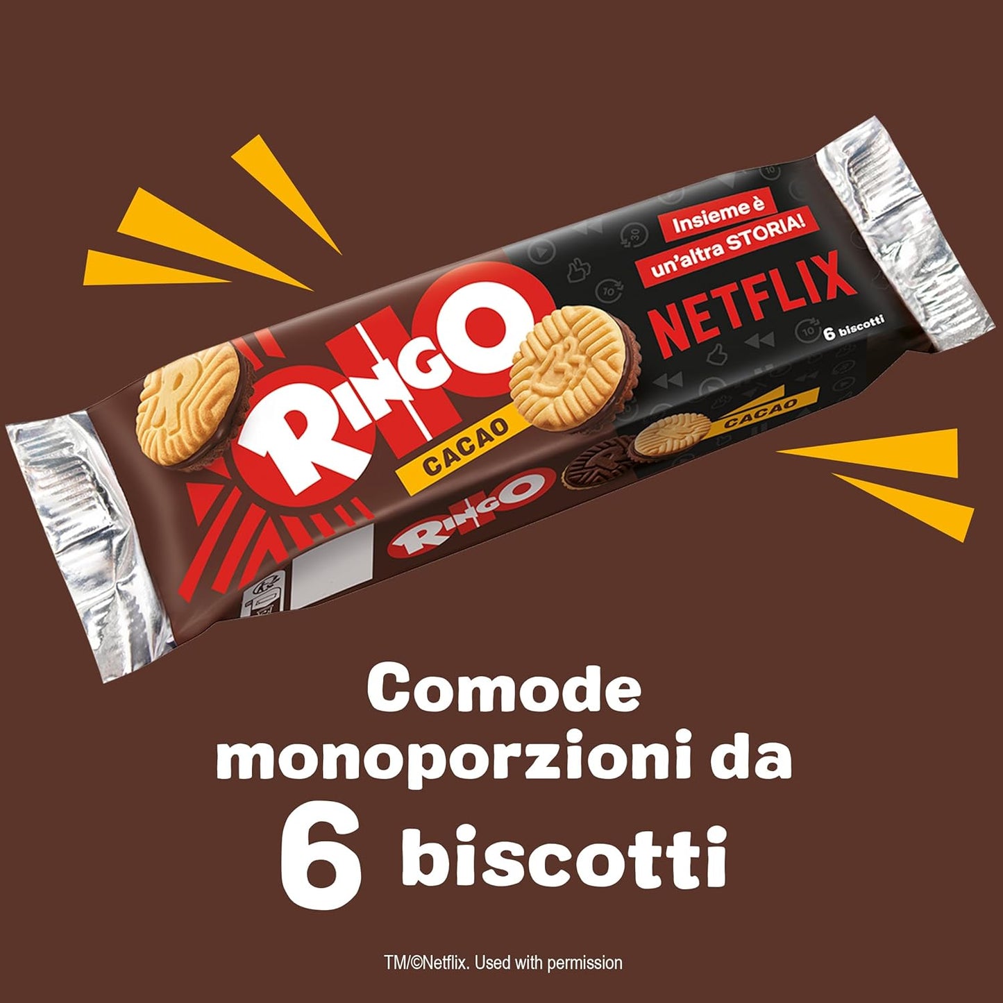 Pavesi Ringo Biscotti Farciti con Crema al Gusto Cacao per Colazione o Gustoso Snack, Senza Olio di Palma, Formato Famiglia - Confezione da 330 g