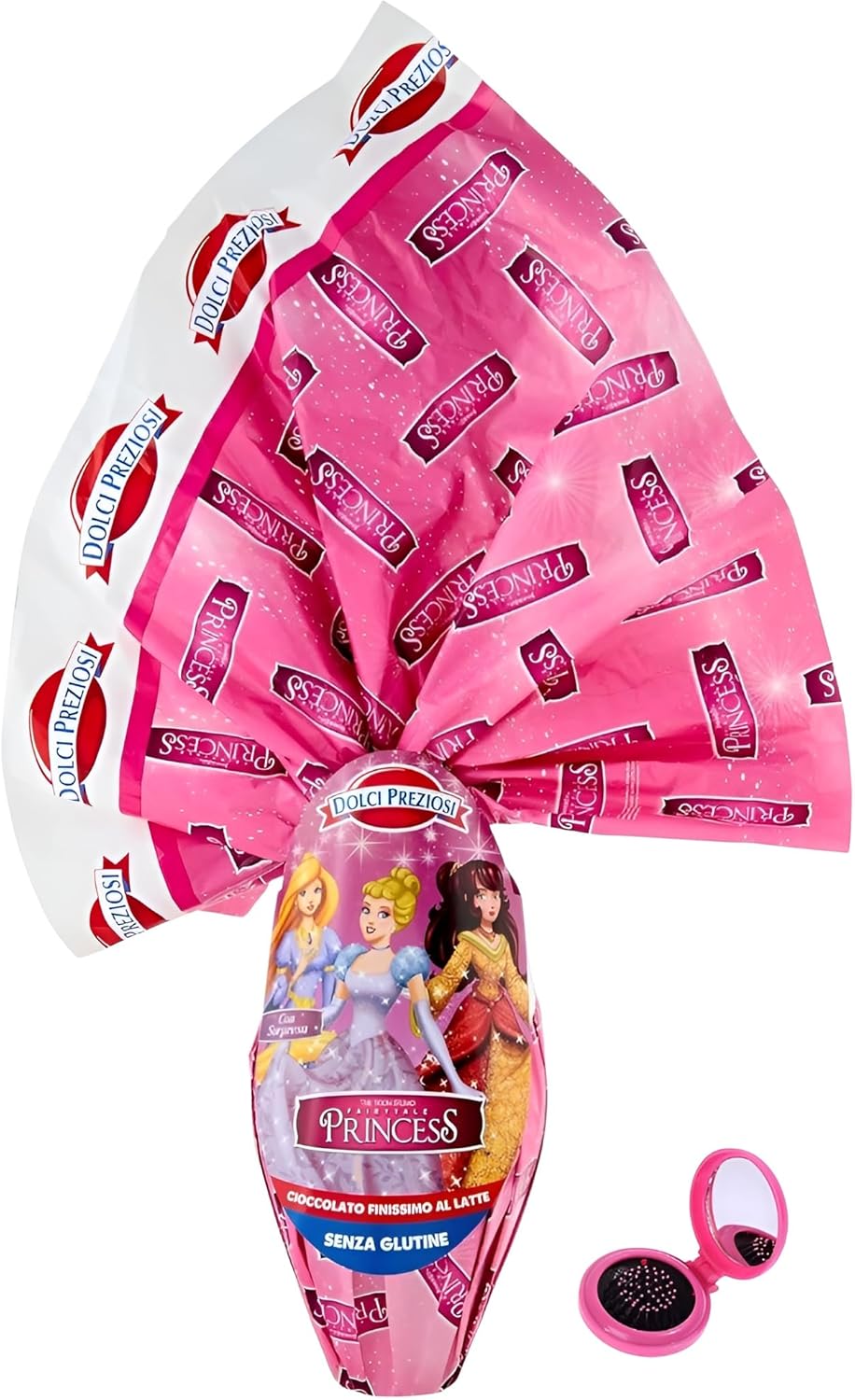 NLIGHTING® Uova di Pasqua Uovo di Pasqua di Cioccolato Cioccolata al Latte Finissimo Senza Glutine Serie TV Film e Cartoni Animati Bambini 2025 (PRINCESS + SPECCHIO E PETTINE IN REGALO)