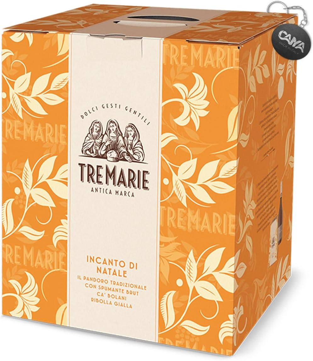 Tre Marie Incanto di Natale il Pandoro Tradizionale con Spumante Brut Ca' Bolani Ribolla Gialla 750g - Confezione Regalo Natale 2023