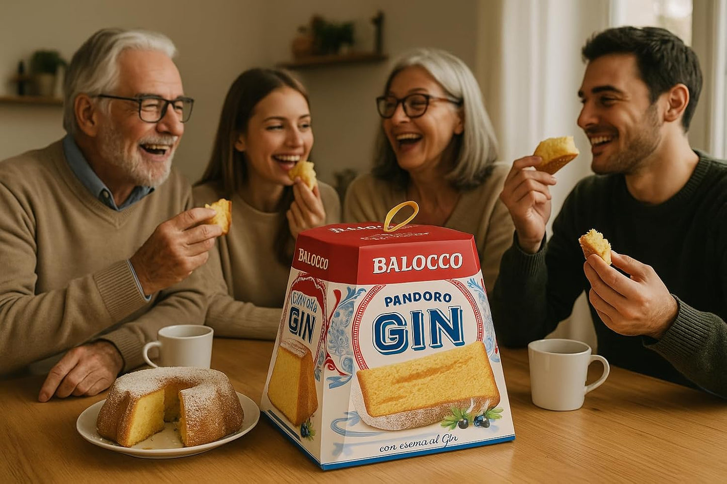 Pandoro 800g con Crema al Gin, Dolce Soffice e Profumato, Lievitato Naturalmente, Dessert Natalizio Elegante e Originale, Idea Regalo Perfetta per le Feste e Occasioni Speciali
