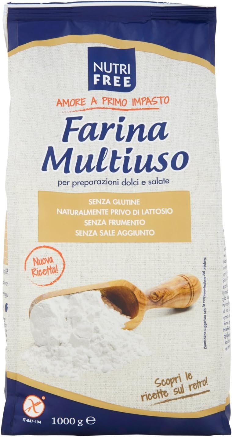 Nutri Free Farina Multiuso a Crudo- 3 Confezioni da 1000 g, Senza glutine, gusto originale