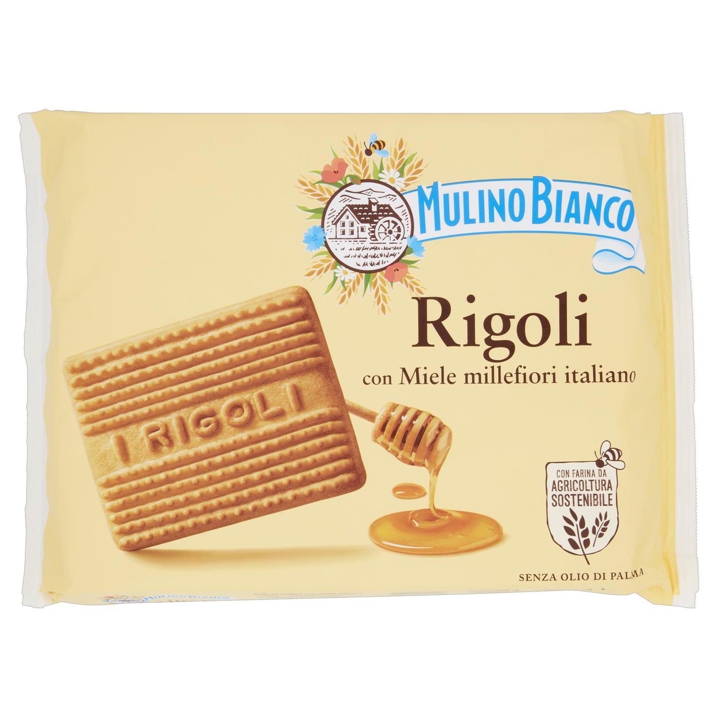 Mulino Bianco Biscotti Frollini Rigoli con Miele Italiano, Perfetti per la Colazione- 800 g (Confezione da 6)