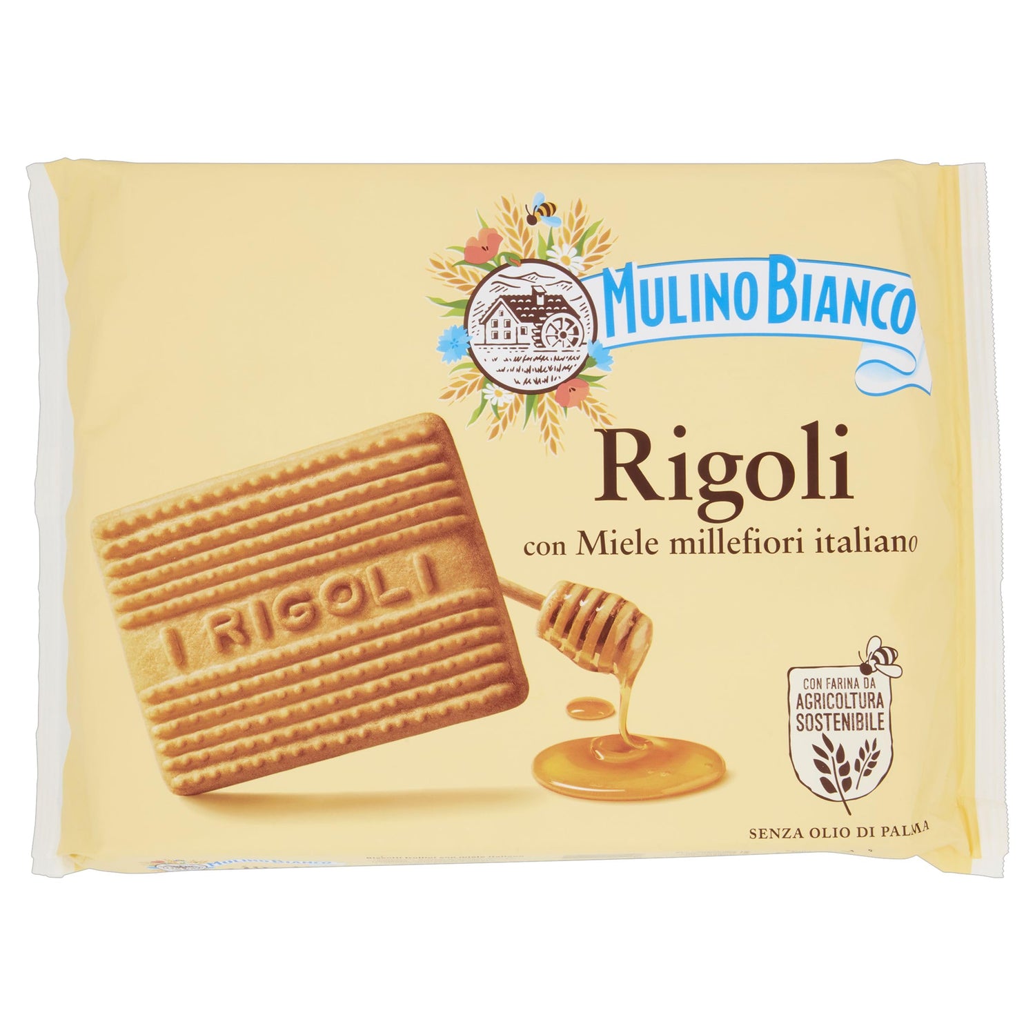 Mulino Bianco Biscotti Frollini Rigoli con Miele Italiano, Perfetti per la Colazione- 800 g (Confezione da 6)