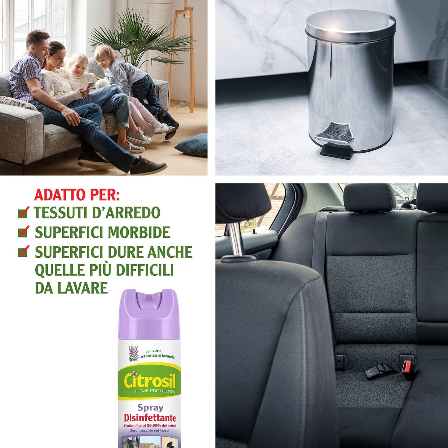 Citrosil Home Protection - Spray Disinfettante con Vere Essenze di Lavanda, Superfici Multiuso, Elimina Fino al 99,9% dei Batteri, 300 ml