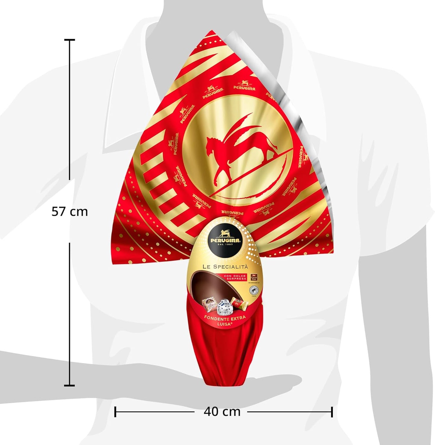 PERUGINA Uovo di Pasqua 2025 Cioccolato Fondente con 3 Cioccolatini 245g