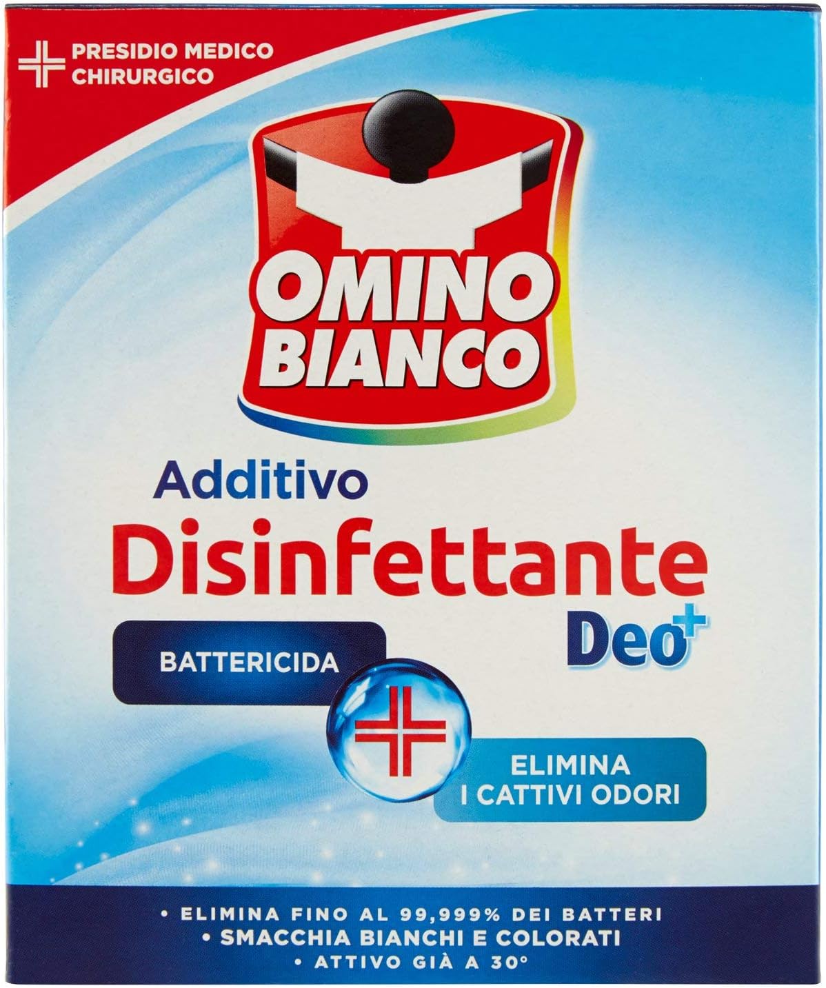 Omino Bianco - Additivo Disinfettante, Polvere Battericida e Virucida per bucato - 3 pezzi da 450 g [1350 g]