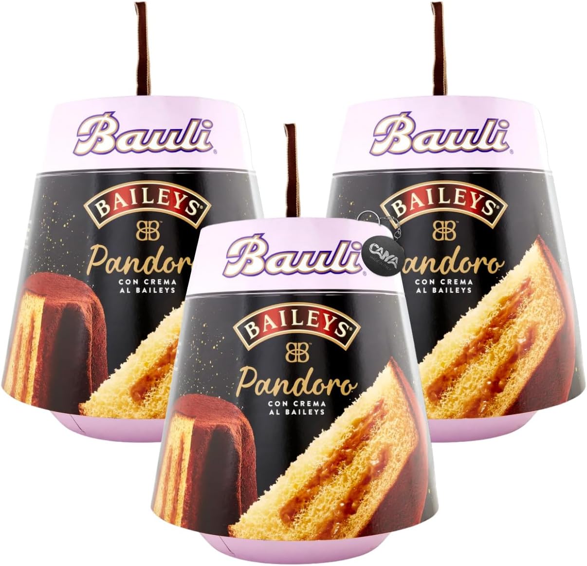 3X Bauli Pandoro Baileys Soffice Specialità con Crema al Liquore Baiyles e Cacao Zuccherato 750g [3 Pandori]